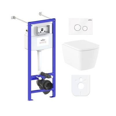SET Унитаз подвесной Lavinia Boho Aveo Rimless с инсталляцией Relfix 77050215 (6 в 1)